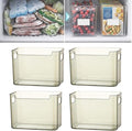 Crystal Clear Freezer Storage Bins, Stackable Fridge Organizer Bins with Handles, Clear Plastic Food Containers for Refrigerator and Pantry, Kitchen Organization for Meat & Veggies (Green*4, Large)