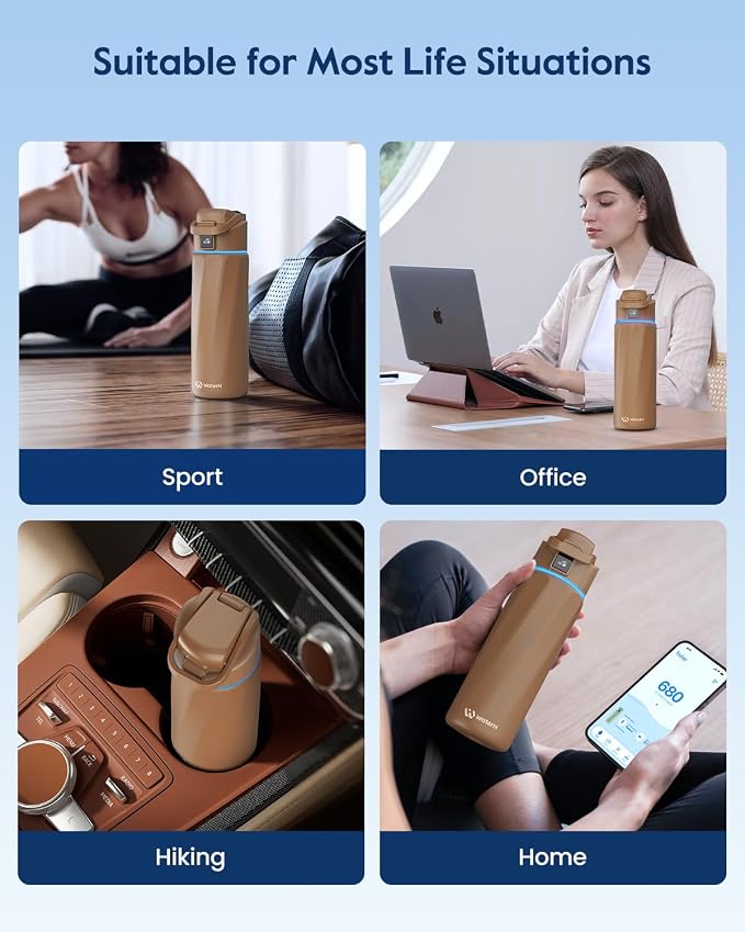 BOOST Smart Water Bottle that Reminds You to Drink, 24oz BPA-Free Stainless Steel Vacuum Insulated, Wide Mouth Water Tracker Bottle with APP for School, Gym, Office, Ideal for Father's Day