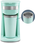 Elite Gourmet EHC113M Personal Single-Serve Compact Coffee Maker Brewer Includes 14Oz. Stainless Steel Interior Thermal Travel Mug,Compatible with Coffee Grounds,Reusable Filter,Mint,(Pack of 6)