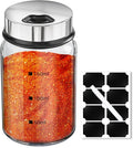Segarty 5oz Glass Spice Jar with Shaker Lids Scale Lines, 1pc Clear Empty Seasoning Bottle for Condiments, 150ml Large Spice Container with 8 Blank Labels, 1 Chalk Pen for Herbs Organization Cabinet