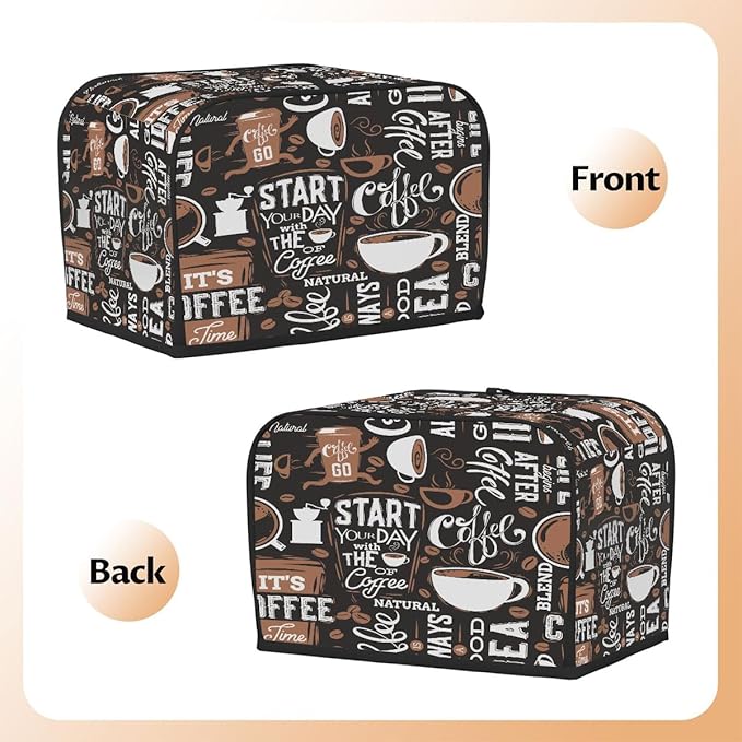 Coffee Brown Interesting 4 Slice Toaster Cover Dust And Fingerprint Bread Maker Cover Bakeware Protector Washable Appliance Covers Kitchen Accessories For Home Kitchen Women Gift