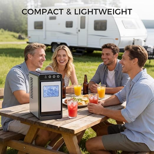 COWSAR Ice Maker Countertop, Portable Ice Machine Countertop with Self-Cleaning, 8 Cubes in 6 Mins, 26 lbs/24Hrs, Quiet Commercial Compact Ice Machine for Home, Camping, Bar, Sliver