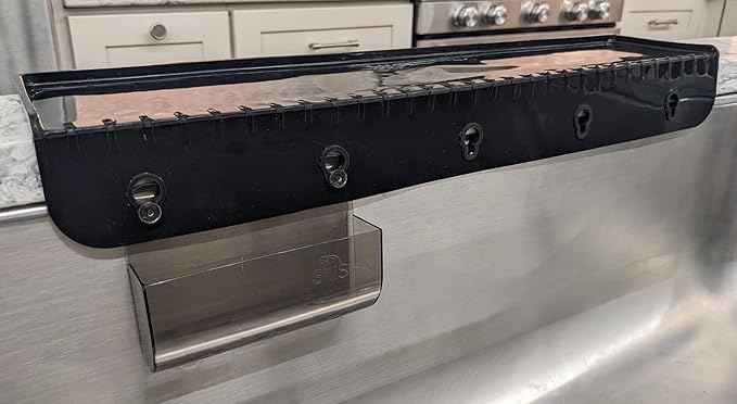 SiliProducts SiliSink XL Silicone Edge Guard for Kitchen Sink - Fits 3.75” - 4” Wide - The Original Silicone Sink Edge Protector with Sponge Caddy - Splash Guard, 20” Black Diamond