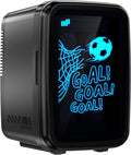 Upstreman 4L Compact Mini Fridge, Football Print Portable Refrigerator with 7 Color Gaming Light, AC/DC Cooler & Warmer for Bedroom, Gaming Room, Car, Small Skincare Fridge for Beverage & Food