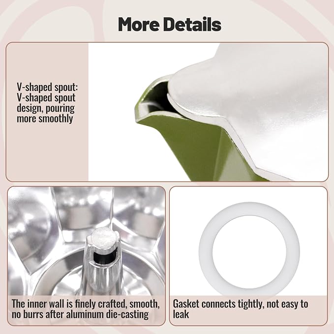 12 Cup Aluminum Moka Pot Classic Stovetop Espresso Coffee Maker 600ml 20oz Coffeemaker Percolator Mocha Pot Greca Coffee Maker Cafe Makers for Italian and Cuban Café Brewing Green