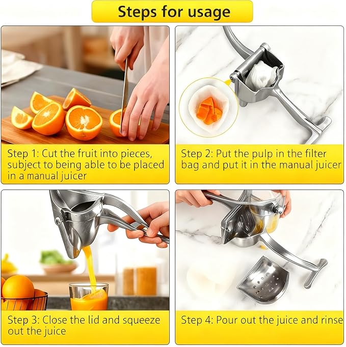 Hand Juicer Squeezer- Hydrogen Alloy Juicer, Efficient Manual Fruit Press Juicer with Ergonomic Grip, Aluminum Alloy Citrus Press for Orange Pomegranates Apple Lemon Lime, Easy to Clean (1PC)