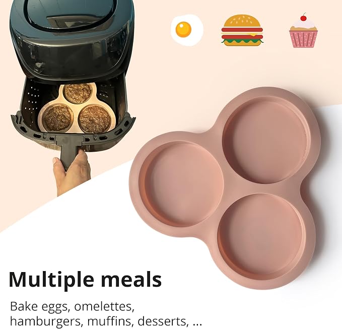 ARIALASQUALITY Air Fryer Accessories Set with Divider 8PCS, Reusable Nonstick Liners, Meal Prep Cooking Set with Cupcake Pan, Burger Rack & Heat Resistant Gloves