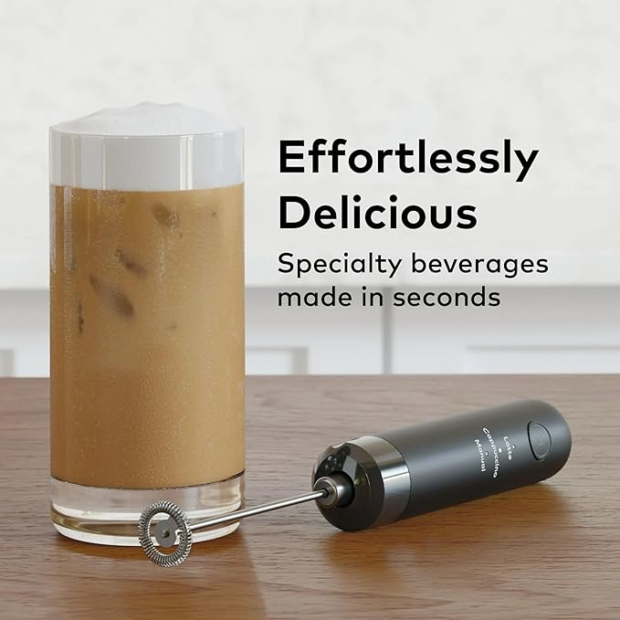 Electric Milk Frother for Hot and Cold Drinks, USB Rechargeable, Removable Dishwasher-Safe Whisk, Lightweight Handheld Wand for Lattes, Cappuccinos, and Specialty Beverages
