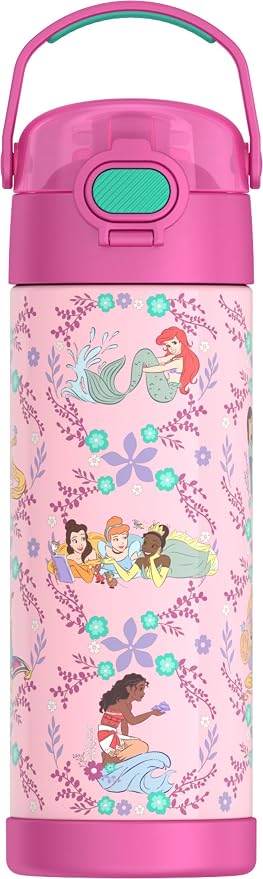 THERMOS FUNTAINER 16 Ounce Stainless Steel Vacuum Insulated Bottle with Wide Spout Lid, Princess