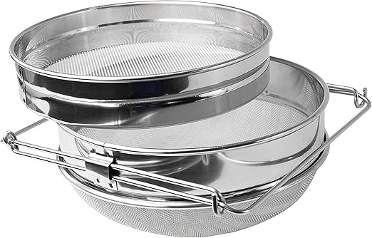 Honey Strainer Stainless Steel Honey Filter Double Sieve Honey Debris Strainer Honey Extractor Equipment for 5 Gallon Bucket Honey Beekeeping Equipment Tools