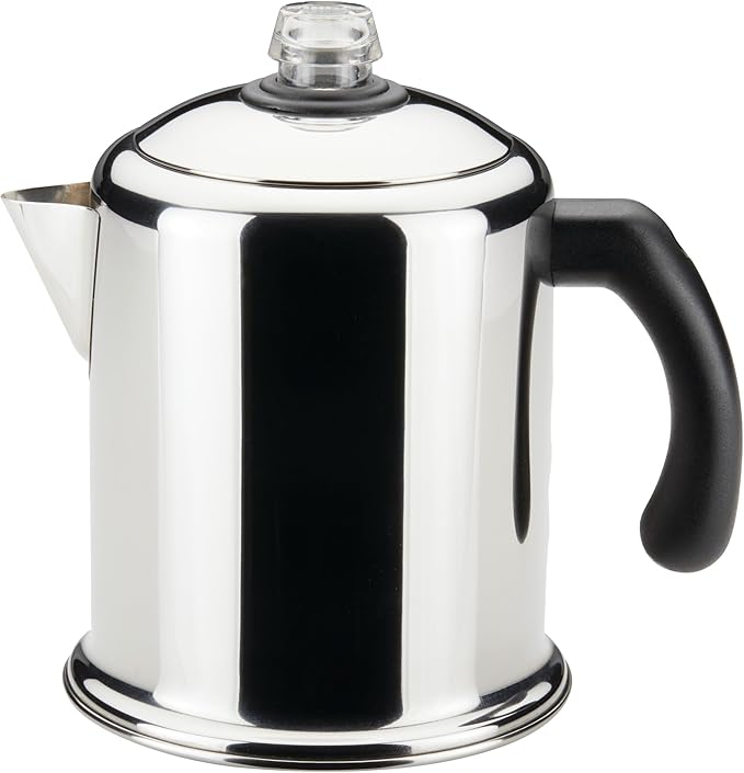 Farberware Classic Stainless Steel Yosemite Percolator Coffee Pot, 8-Cup, Stainless Steel
