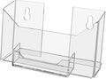 Marketing Holders 12 Pack Postcard Holder for 6 Inch Wide Printed Materials and 3.5" x 2" Business Cards Clear Acrylic Counter or Wall Mount Promotional Literature Organizer with Hanging Hardware