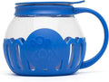 Ecolution Patented Micro-Pop Microwave Popcorn Popper with Temperature Safe Glass, 3-in-1 Lid Measures Kernels and Melts Butter, Made Without BPA, Dishwasher Safe, 1.5-Quart, Blue