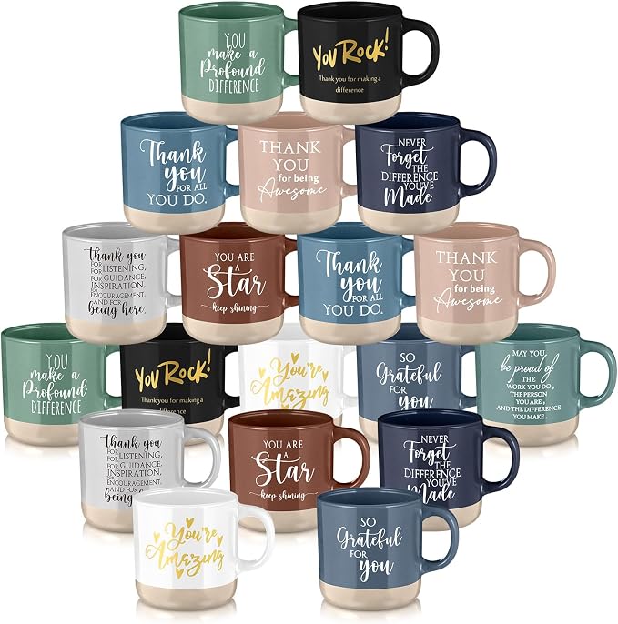 Didaey 20 Pcs Thank You Mugs Cna Week Gifts Bulk 2026 Appreciation Gifts for Employee Teachers Coworkers Staff Office Work Team Thank You Ceramic Coffee Mugs in Bulk