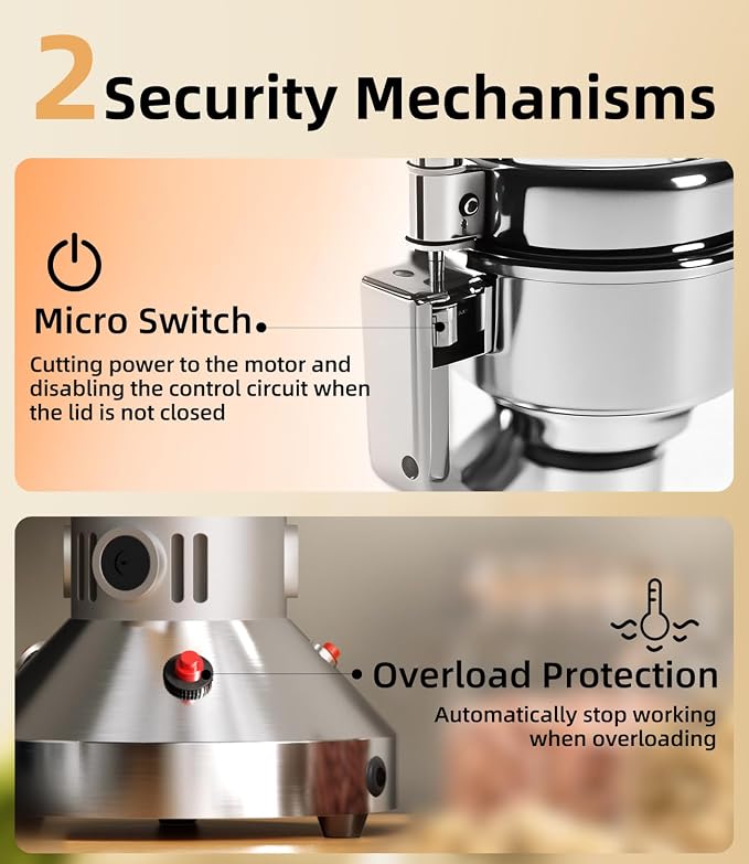 Electric Grain Mill 150g, Flour Grinder Mill Stainless Steel for Home, Counter Grain Grinder for Wheat, Rice, Wheat Berry, Corn, Herbs, Spices, Oats