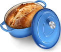 P&P CHEF Oval Dutch Oven with Lid, Enameled Cast Dutch Oven Pot for Bread Baking, Braising, Stewing, Roasting, Non-Stick & Oven Safe, Dual Handles & Easy Clean, 7QT & Blue, Valentine's Day