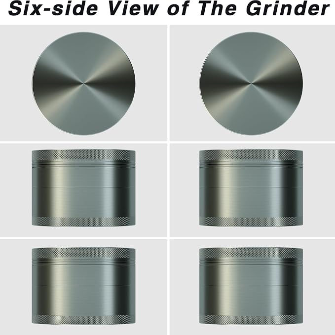 3 Inch Spice Grinder with Storage Compartment, Essential Kitchen Tool(Aluminum Alloy, Grey)