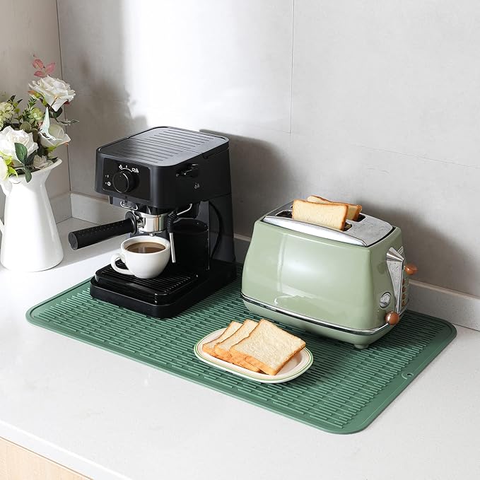 MicoYang Silicone Dish Drying Mat for Multiple Usage,Easy clean,Eco-friendly,Heat-resistant Silicone Mat for Kitchen Counter or Sink,Refrigerator or Drawer Liner Green 3XL 28 inches x 18 inches