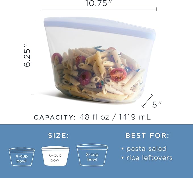Stasher Silicone Reusable Storage Bag, 6-Cup Bowl, Reusable Freezer Bags, Microwave, Dishwasher, Oven Safe, Sous Vide, Premium Lunch Container, Eco Friendly, Food-safe Silicone Snack Bag, 48 oz, Red | Reusable Food Bag