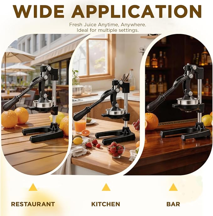 Cast Iron Juicer,Manual Juicer Hand Press,Orange Lemon Squeezer,Heavy Duty Manual Juicer,Professional Citrus Juicer Fruit Juice -Stainless Steel,Easy to Clean Black