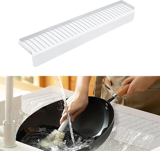 Sink Edge Protectors for Kitchen Single and Double Sink,Kitchen Sinks Splash Guard Can be Cut and Diy,Silicone Edge Protector Sinks With 5° Tilt (WHITE, 24IN)