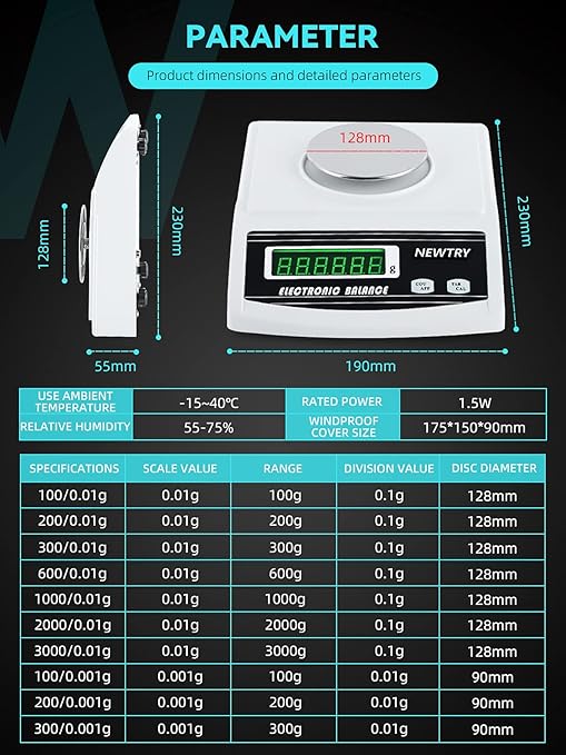 NEWTRY 100g/0.001g Electronic Fabric GSM Scale Digital Textile Weight Balance with a 0-2mm Disc Sampler Cloth Cutter for Textile Paper Non-Woven Fabrics (110V Scale+ Sampler)