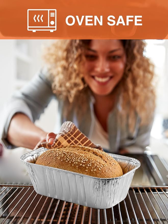 NEEBAKE 30 Pack 6x3.5x2 Disposable Aluminum Loaf Pans - 1 Lb Mini Loaf Pans, Small Aluminum Tin Foil Baking Pan, Food Containers for Baking, Cakes, Bread, Meat, Loaves