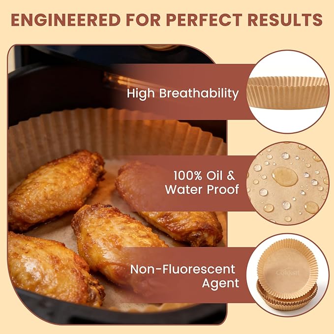 500 Pcs Round Air Fryer Liners Disposable, Paper Liners for Air Fryer Basket, Parchment Paper Air Fryer Liners, Non-Stick and Oil Proof for Easy Cleanup, Parchment Paper Round for Bread, Fries, Pizza