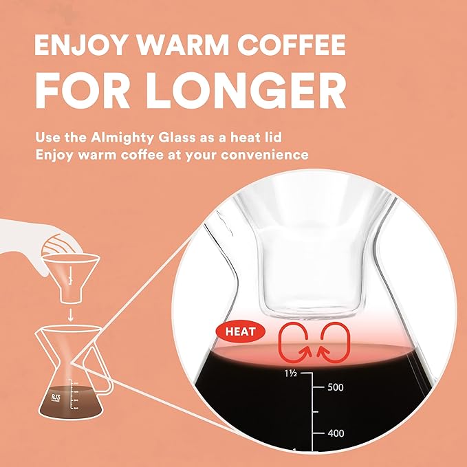 ovalware Pour Over Coffee Maker Set | 17oz / 0.5L Borosilicate Carafe with 304 Stainless Steel Filter and Precision Measuring Cup | Glass Coffee Dripper for Home Brewing