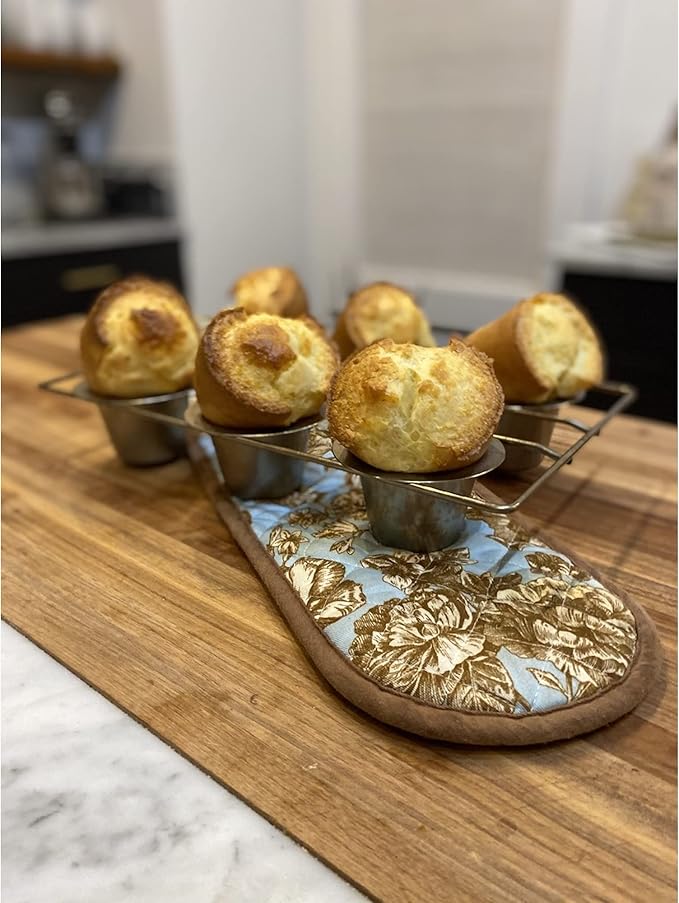 Fox Run Popover, Yorkshire Pudding and Cupcake Pan, 6 Cup, Stainless Steel | Bake Popovers & Yorkshire Pudding | Durable Stainless Steel | Consistent Results | 6 Cup Pop Over Baking Pan | Baking Gadget