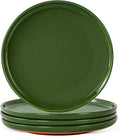Ceramic Salad Plates Set, 8 Inch, Set of 4, Elegant Green | Stoneware, Dishwasher & Microwave Safe, Small Dinner Plates, For Cake, Fruits, Waffle, Pasta, Salad