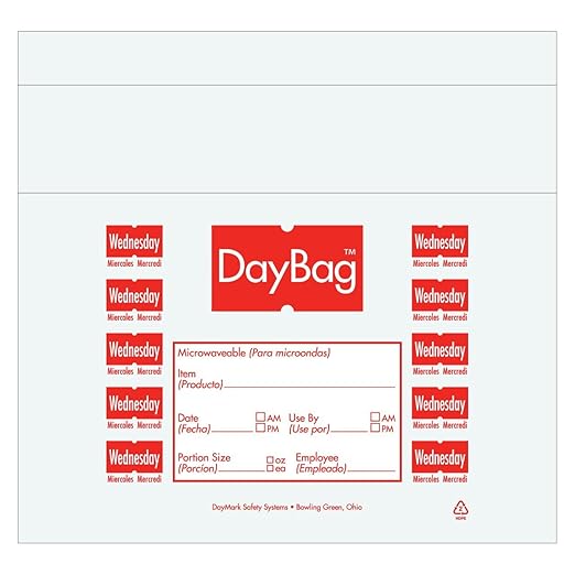 DayMark Safety Systems Day of The Week Trilingual Portion Bag, Wednesday, 10" x 8.5", Red (Pack of 2000)