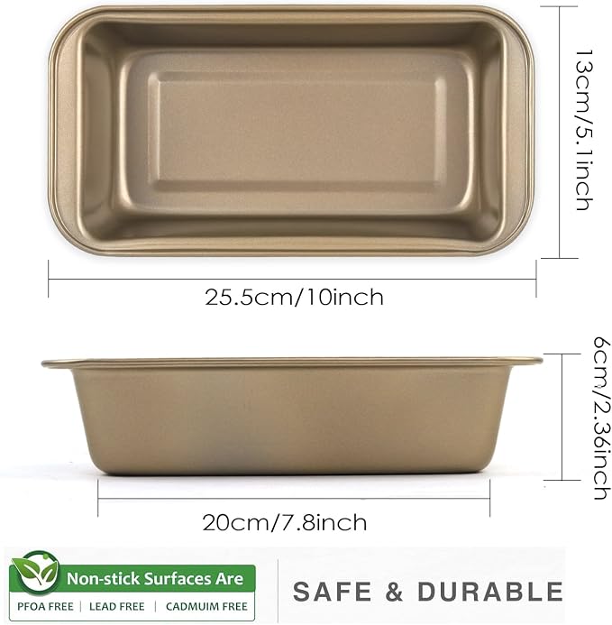 Bread Loaf Pan,10 Pack Nonstick Loaf Baking Pan 9.5 x 5 Inch Loaf Pan Homemade Bread Pan,long-lasting Baking Tin for Homemade Bread, Brownies & Pound Cakes - Kitchen Essential, Easy Release (Gold)