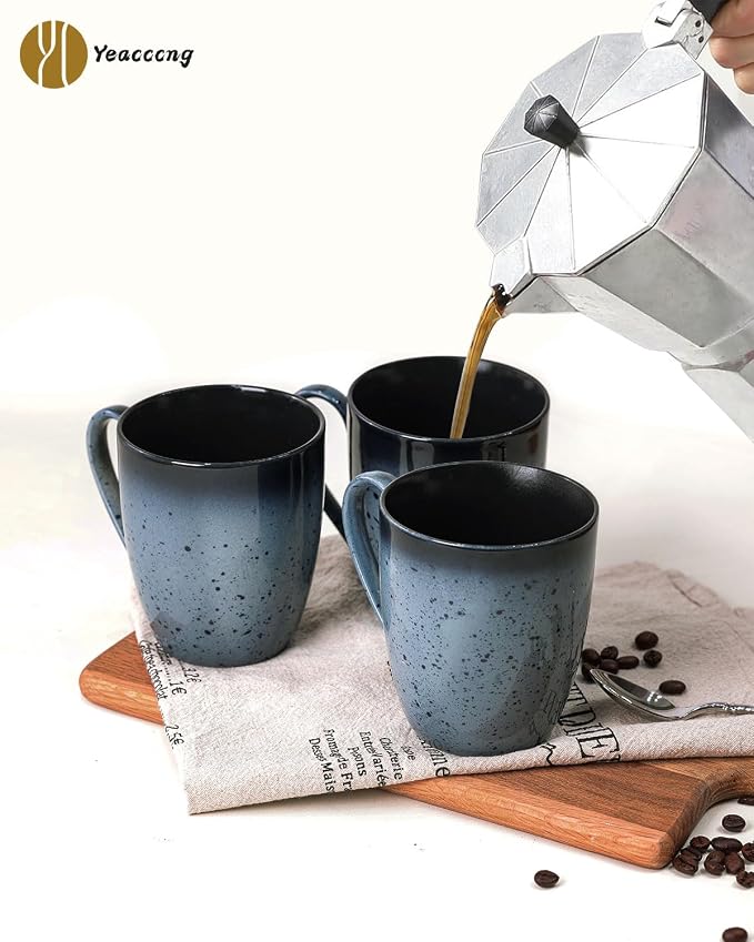 Yeacccng Modern Minimalist Coffee Mugs Set of 6, Cappuccino Cups Set, 16 Oz Unique Kiln-Changing Glaze Ceramic Latte Mugs for Coffee, Tea, Milk, Cocoa, Latte, Cappuccino, Dishwasher & Microwave Safe