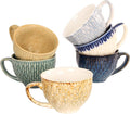 Coffee Mugs Set of 6, 6.8 oz Ceramic Tea Cup, Espresso Cups, Stackable Cups, for Latte, Hot Tea, Cappuccino, Mocha, Cocoa, Milk Tea - Dishwasher & Microwave Safe,Six colors