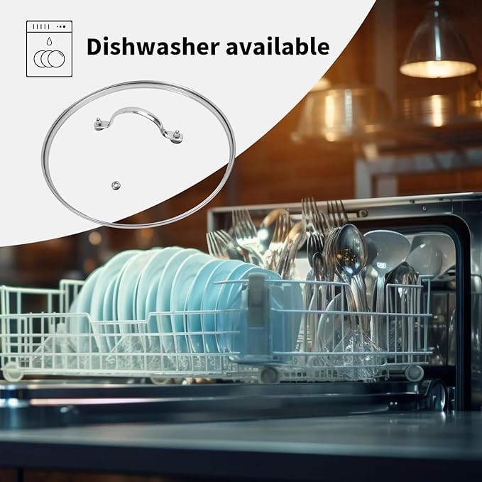 10.5" Tempered Glass Pan Lid with Steam Vent, Thickened to 4mm and Dishwasher Safe and Oven up to 480℉, Universal Lid Fit for Cast Iron Skillets, Frying Saute Pan, Cooking Pot