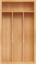 Small Silverware Organizer, Bamboo Kitchen Drawer Organizer, Utensil Holder, Cutlery Tray & Spoon Flatware Storage with Grooved Drawer Dividers (6.7''W x 12''D)
