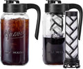 Mason Jar Pitcher - Airtight & Leakproof Glass Pitcher with Lid, Perfect for Breastmilk, Cold Brew, and Sun Tea, 2 Quart (64 oz) Mason Jar with Pour Spout Lid