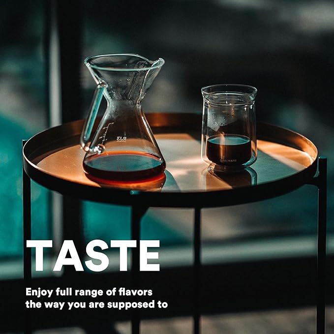 ovalware Pour Over Coffee Maker Set | 17oz / 0.5L Borosilicate Carafe with 304 Stainless Steel Filter and Precision Measuring Cup | Glass Coffee Dripper for Home Brewing