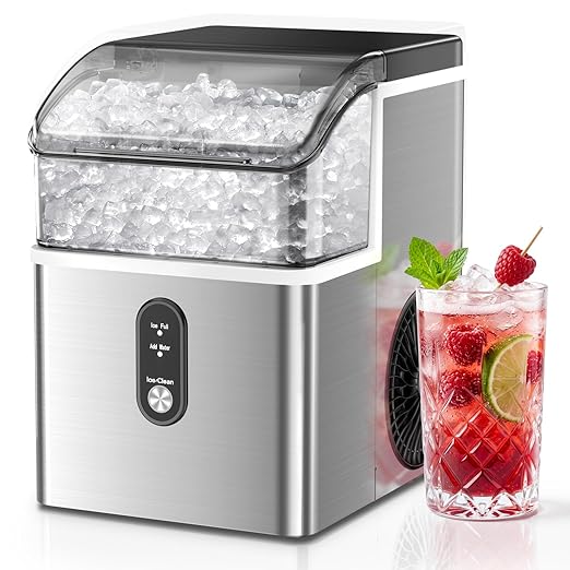 Antarctic Star Nugget Ice Maker, Portable Crushed Ice Machine with Soft Chewable Ice, 35Lbs/Day, Self-Cleaning, One-Click Operation for Home, Kitchen, Office, Bar