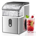Antarctic Star Nugget Ice Maker Countertop, 35lbs/24H Ice Machine, Soft Chewable Sonic Ice, Self-Cleaning, Fast Ice Ready in 8 Minutes, Compact Design with Handle, Stainless Steel Silver