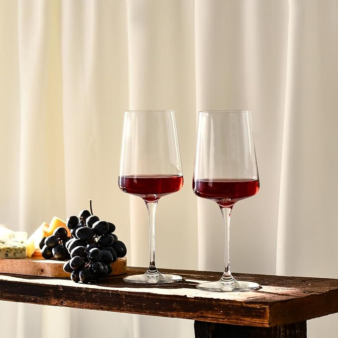 Krosno Red Wine Glasses | Elegant Design | Set of 6 | 16.9 oz | Infinity Collection | Ideal for Home, Restaurants and Receptions | Dishwasher Safe | Lead-Free Crystal Glass