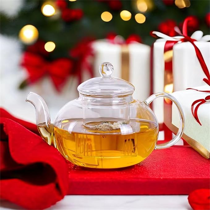 CNGLASS 5.4oz (6-pack) Double Wall Glass Mugs 33.8oz Glass Teapot Stovetop Safe