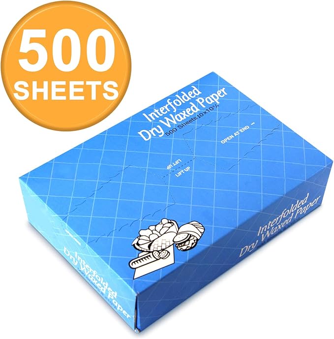 Fit Meal Prep 500 Sheets 10 x 10.75” Dry Wax Paper Sheets for Food, Greaseproof Sandwich Wrapping, Interfolded Deli Wax Paper for Fries, Burgers, Food Basket, Made in USA
