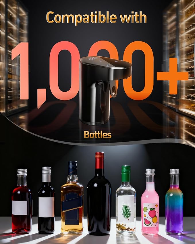Mothers Day Gift Essential,5-in-1 Electric Wine Decanter & Smart Liquor Dispenser,Automatic Aerator&Pourer with 1-999ml Precision Dosing | Gift for Mom,Women,Dad,Wine&Whiskey Lovers,Birthday (Black)