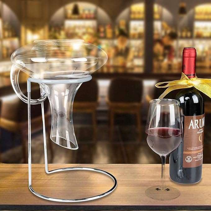 Wine Decanter Drying Stand with Rubber Coated Top to Prevent Scratches, Wine Decanter Drying Rack for Standard and Large Wine Decanters, Wine Decanter NOT Included, (with Cleaning Brush)