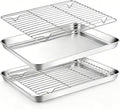 Onader Baking Sheet with Wire Rack 9x13IN Stainless Steel Quarter Sheet Pan | Cookie Sheet and Cooling Rack Set of 2, Metal Toaster Oven Pan Tray, 2 Pans + 2 Racks