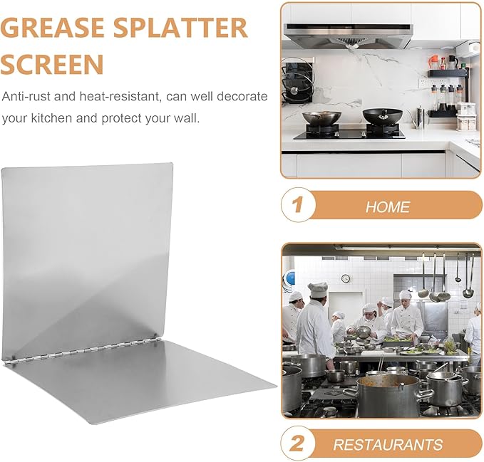 Luxshiny Foldable Stainless Steel Splatter Guard 11.81X11.61In Oil-Proof Thermal Insulation Baffle Heat Resistant Grease Splash Screen for Kitchen Stove Protection