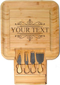 BT Trendz Personalized Charcuterie Board/Customized Bamboo Cheese Board/Serving Tray and Knife Set - Perfect Corporate, Wedding, Closing, Realtor, Birthday, Housewarming Gift - Gift for Dad/Mom (05)