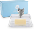 Arthur Court Glass Butter Dish with Lid Turkey Knob | Classic 2-Piece Design Covered Butter Keeper | Covers and Holds a Standard Stick of Butter | Thanksgiving Table